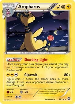 Ampharos z edície Steam Siege, karta č.40