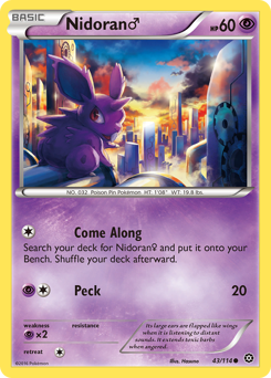 Nidoran ♂ z edície Steam Siege, karta č.43