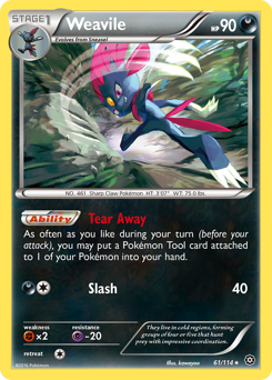 Weavile z edície Steam Siege, karta č.61