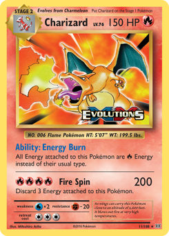 Charizard z edície Evolutions, karta č.11