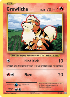 Growlithe z edície Evolutions, karta č.17