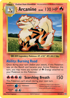 Arcanine z edície Evolutions, karta č.18