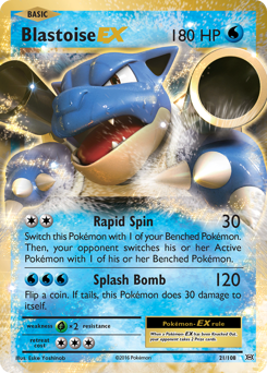 Blastoise-EX z edície Evolutions, karta č.21