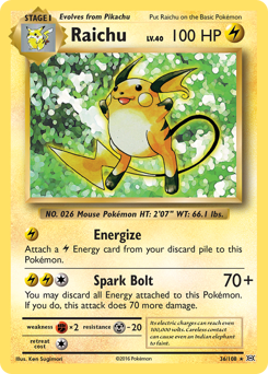 Raichu z edície Evolutions, karta č.36