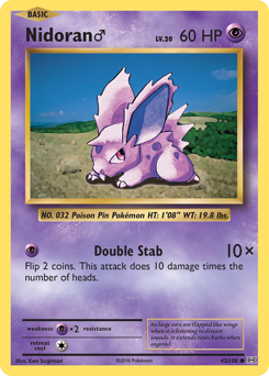 Nidoran ♂ z edície Evolutions, karta č.43