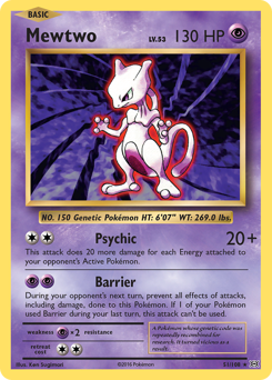 Mewtwo z edície Evolutions, karta č.51