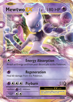 Mewtwo-EX z edície Evolutions, karta č.52