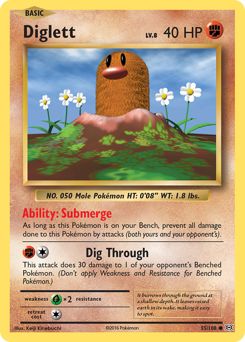 Diglett z edície Evolutions, karta č.55
