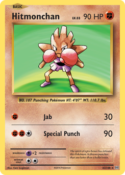 Hitmonchan z edície Evolutions, karta č.62