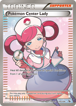 Pokémon Center Lady z edície Flashfire, karta č.105