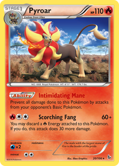 Pyroar z edície Flashfire, karta č.20