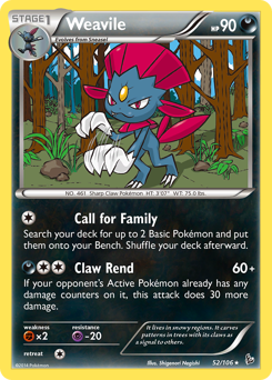 Weavile z edície Flashfire, karta č.52