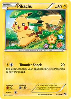 Pikachu z edície Furious Fists, karta č.27