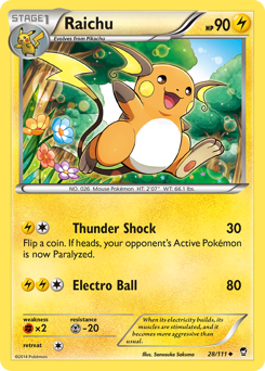 Raichu z edície Furious Fists, karta č.28