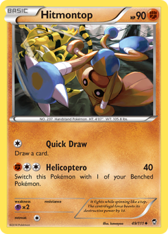 Hitmontop z edície Furious Fists, karta č.49