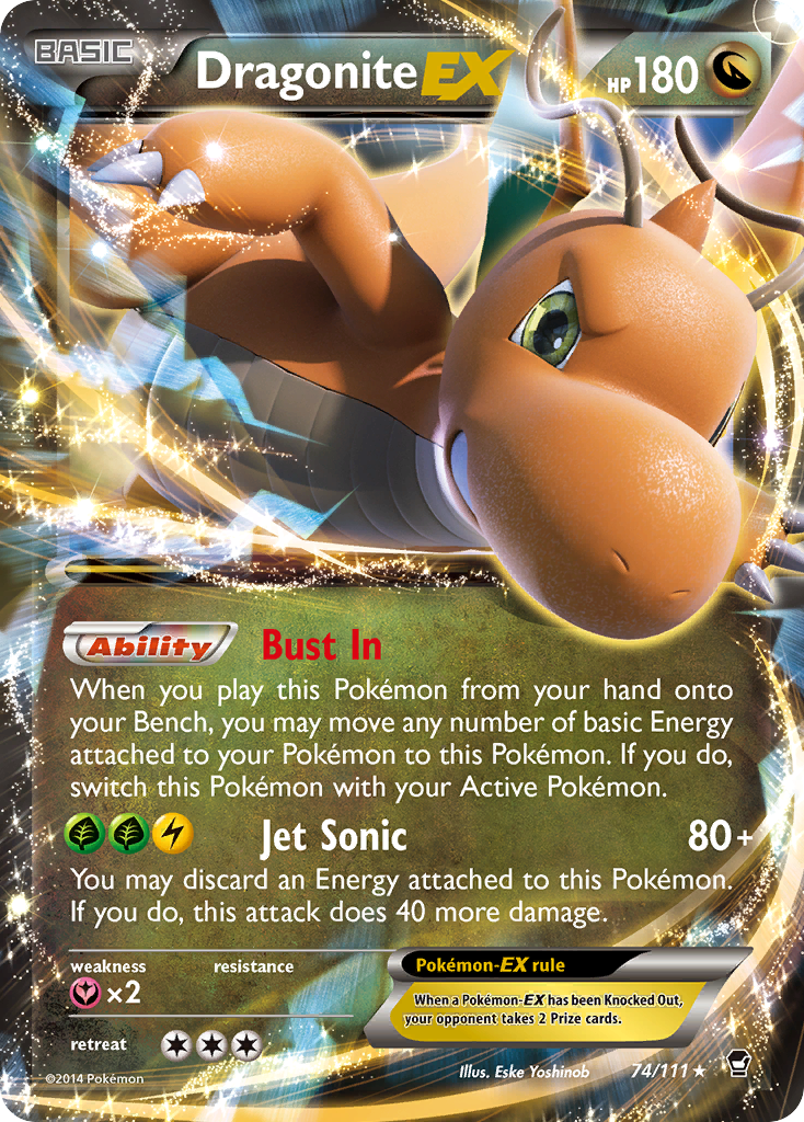 Dragonite-EX z edície Furious Fists, karta č.74