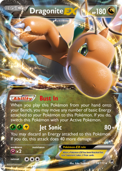 Dragonite-EX z edície Furious Fists, karta č.74