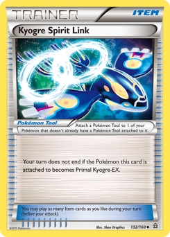 Kyogre Spirit Link z edície Primal Clash, karta č.132