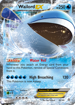 Wailord-EX z edície Primal Clash, karta č.38