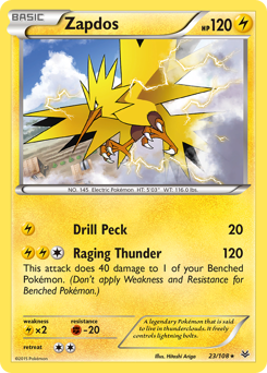 Zapdos z edície Roaring Skies, karta č.23