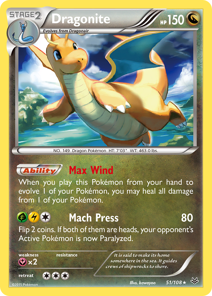 Dragonite z edície Roaring Skies, karta č.51