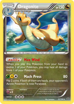 Dragonite z edície Roaring Skies, karta č.51