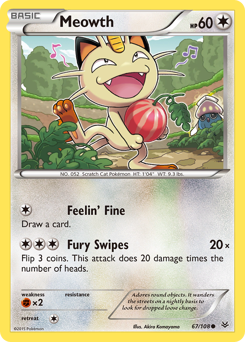 Meowth z edície Roaring Skies, karta č.67