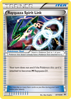 Rayquaza Spirit Link z edície Roaring Skies, karta č.87
