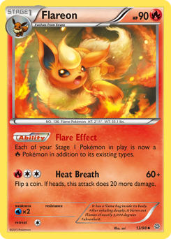 Flareon z edície Ancient Origins, karta č.13