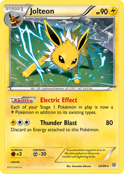 Jolteon z edície Ancient Origins, karta č.26