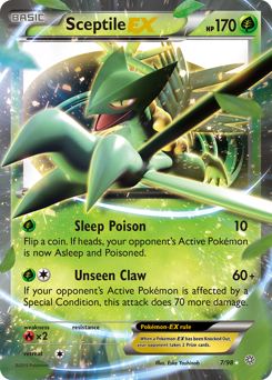 Sceptile-EX z edície Ancient Origins, karta č.7
