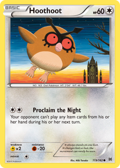 Hoothoot z edície BREAKthrough, karta č.119