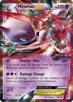 Mewtwo-EX z edície BREAKthrough, karta č.62