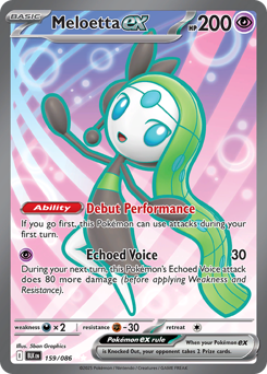 Meloetta ex z edície Black Bolt, karta č.159