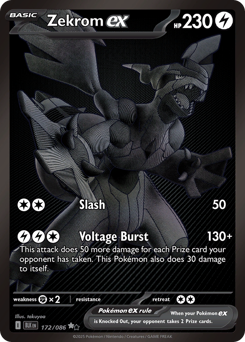 Zekrom ex z edície Black Bolt, karta č.172