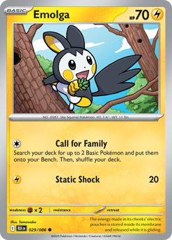 Emolga z edície Black Bolt, karta č.29